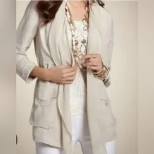 Chico's Sophie Silk Scarf Linen Jacket SIZE‎ 3 (XL) #743